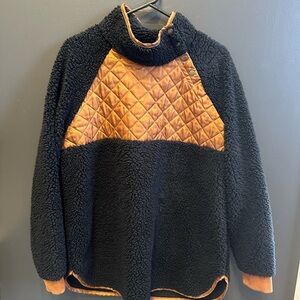 Cozy Black and Brown Quilted Pullover | Natural Reflections | XL